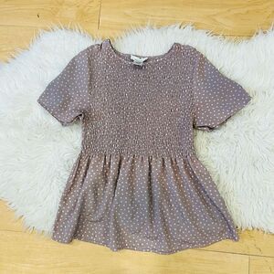 Urban romantics mauve polka dot casual blouse S